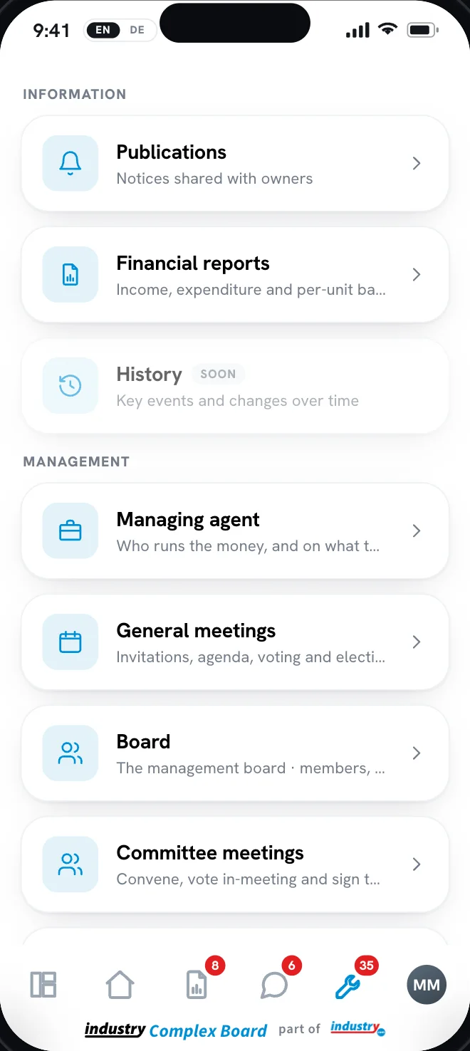 Mobile tools list: meetings, board, reports and more